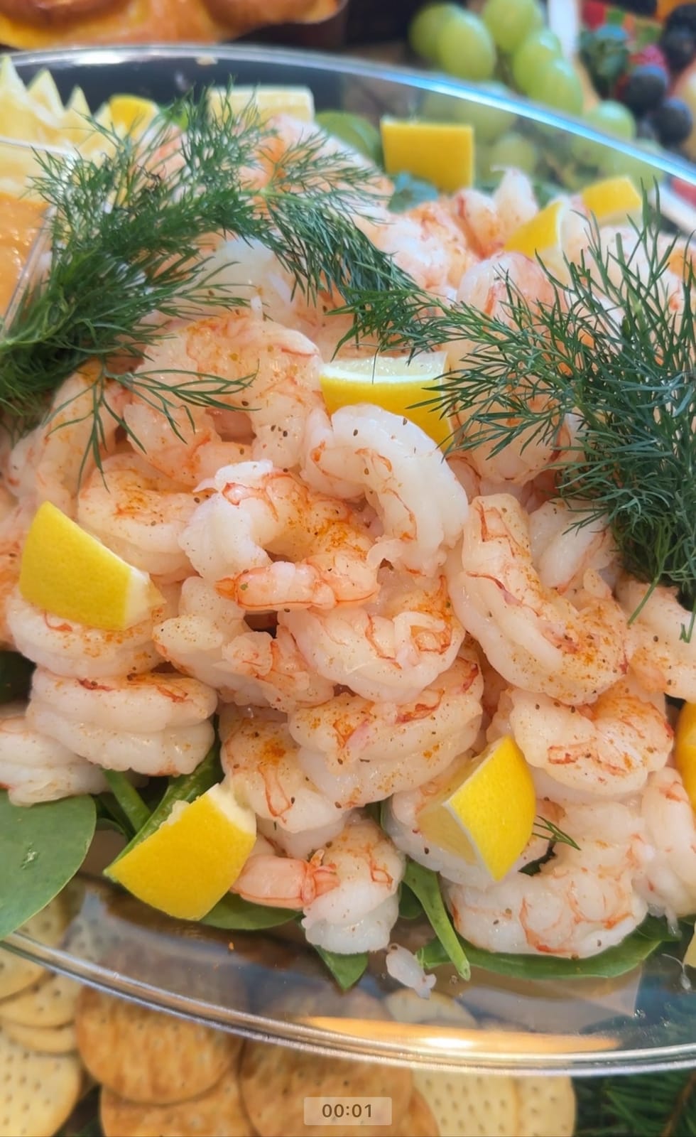 Seasonal shrimp cocktail board with herb-poached local shrimp